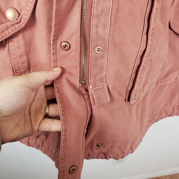 Women's American Eagle Outfitters Pink Winter Overcoat Faux Fur Jacket Medium - Picture 3 of 14